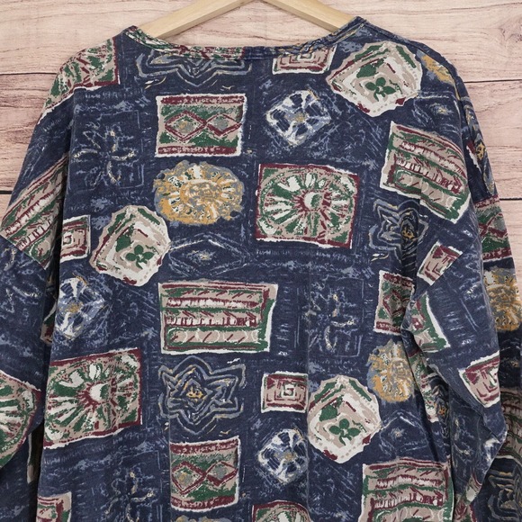 VINTAGE EXTRA ELEMENTS AZTEC PULLOVER WOMENS TOP SHIRT SIZE 18 18W USA MADE 90s - Picture 5 of 7